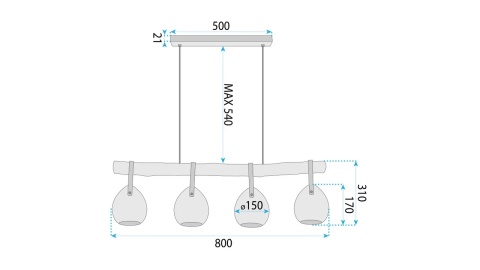 Lampa APP1775-4CP Wood Grey