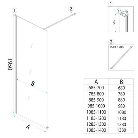 ŚCIANKA PRYSZNICOWA FLEXI 90 cm BROWN 1/2