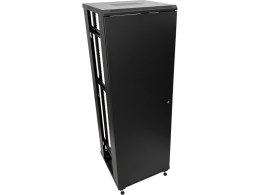 Szafa 24U 600x800, drzwi przednie szklane, osłona tylna metalowa pełna, zamek, 4 belki nośne, 4 regulowane stopki, do samodzieln