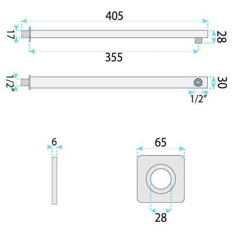 Kwadratowe ramię do deszczownicy REA JS-9022BG złote szczotkowane 40 cm