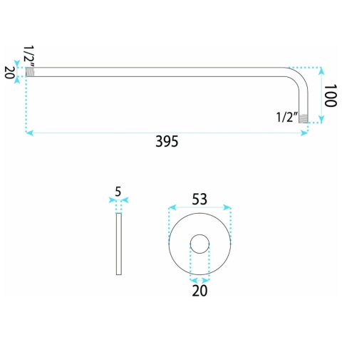 Okrągłe ramię do deszczownicy REA JS-9021BRG miedź szczotkowana 40 cm