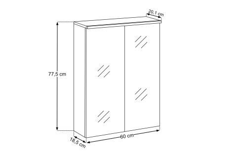 Szafka z lustrem 60cm 2 drzwi z podświetleniem led