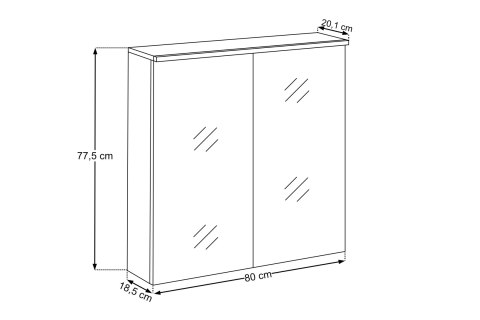 Szafka z lustrem 80cm 2 drzwi z podświetleniem led