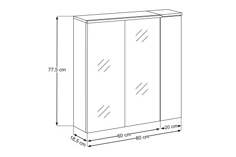 Zestaw 80cm z szafką z lustrem i szafką górną