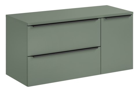 Zestaw szafki łazienkowej 80 cm, szafki z koszem na pranie 40 cm i blatu 120 cm SOMBRA GREEN
