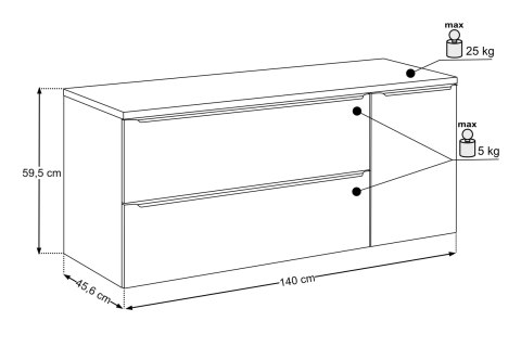 Zestaw szafki łazienkowej 100 cm, szafki z koszem na pranie 40 cm i blatu 140 cm SOMBRA GREEN